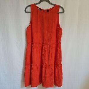 Lands End Orange Cotton Dress.  Size Small